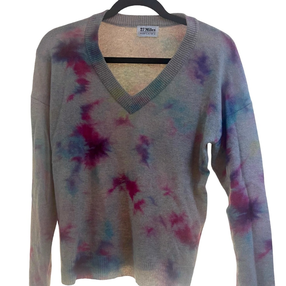 27 miles malibu cashmere color burst v-neck sweater